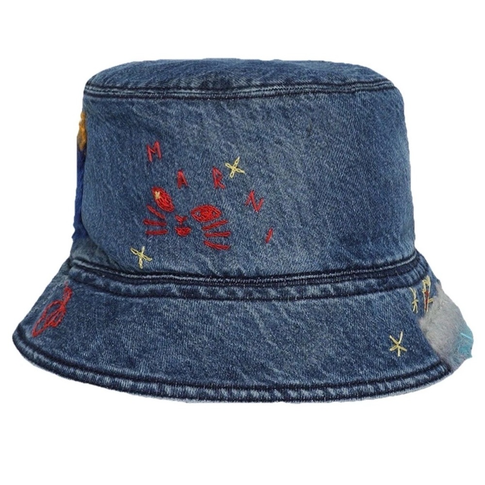 Marni Embroidered Denim Bucket Hat